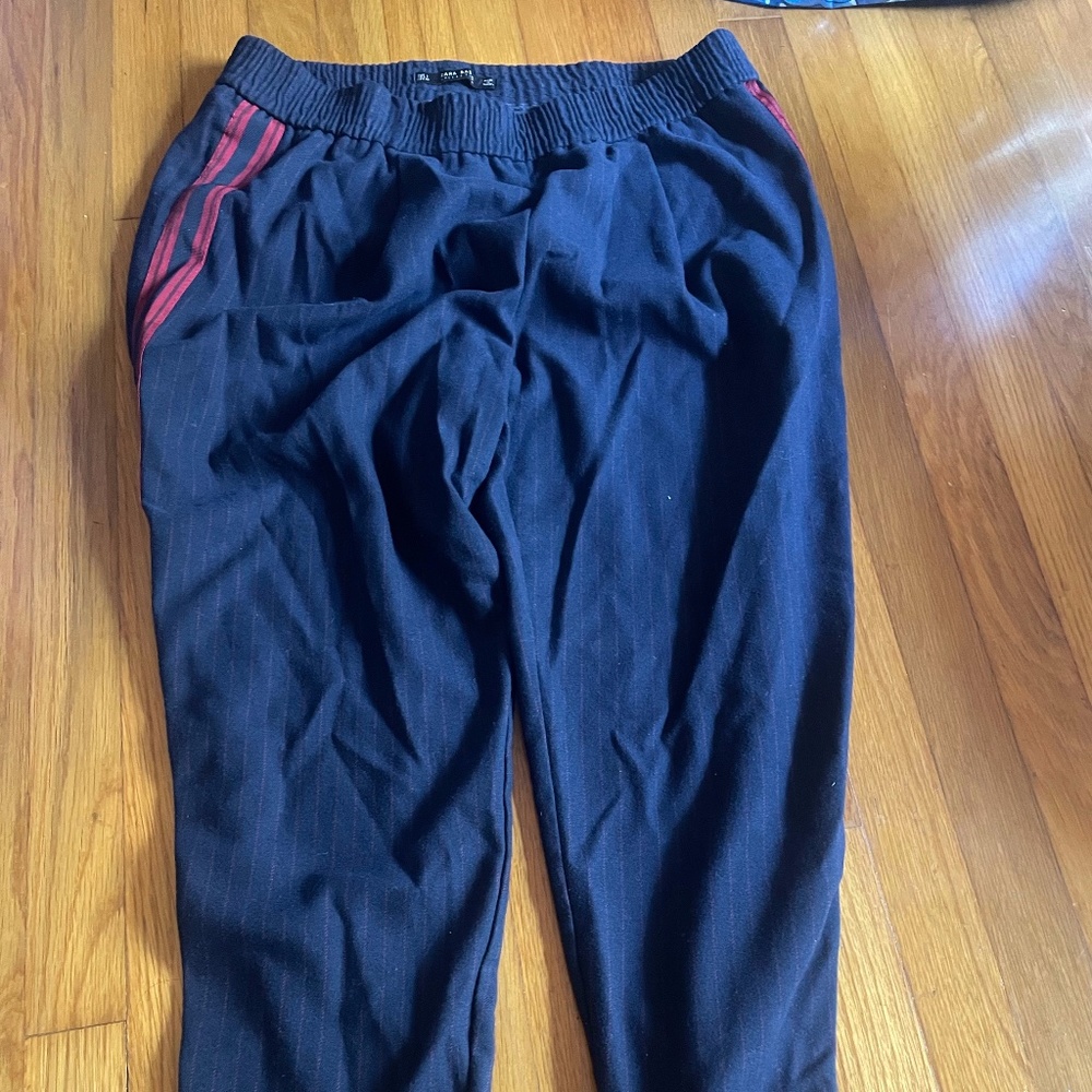 Zara Red Side Stripes Trousers Size L